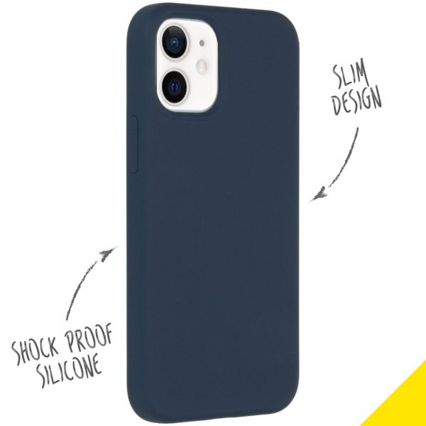 Accezz Liquid Silicone Backcover iPhone 12 Mini - Donkerblauw / Dunkelblau  / Dark blue