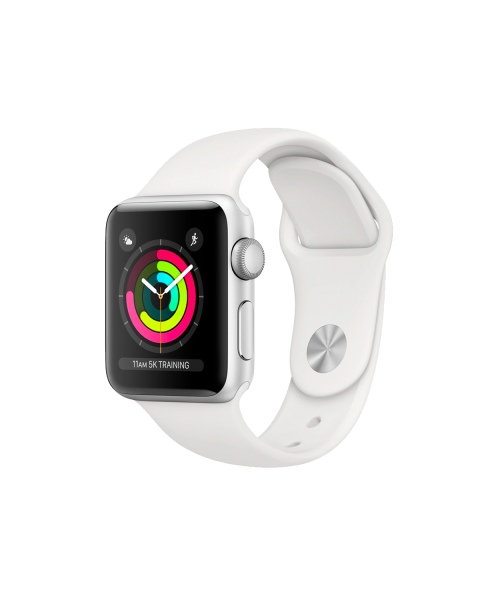 Refurbished Apple Watch Series 3 | 38mm | Aluminium Case Zilver | Wit sportbandje | GPS | WiFi