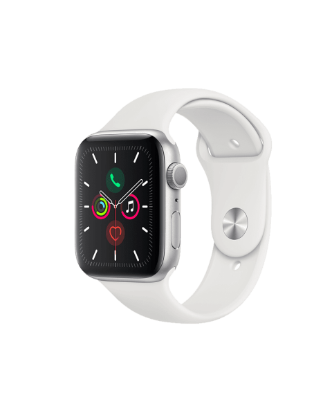 Apple Watch Series 5 | 44mm | Aluminium Argent | Bracelet Sport Blanc | GPS | WiFi + 4G