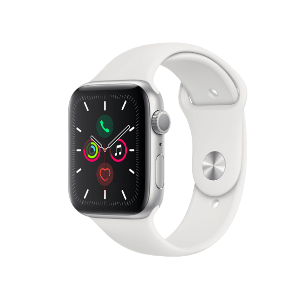 Apple Watch Series 5 | 44mm | Aluminium Argent | Bracelet Sport Blanc | GPS | WiFi + 4G