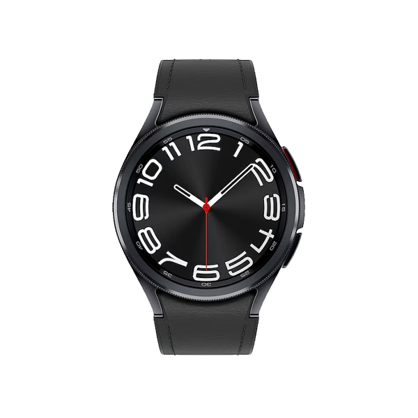 Refurbished Galaxy Watch6 Classic | 43mm | Boîtier en acier inoxydable Noir | Bracelet hybride en simili cuir noir | GPS | Wi-Fi + 4G