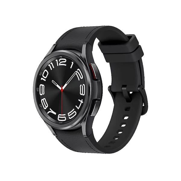 Refurbished Galaxy Watch6 Classic | 43mm | Boîtier en acier inoxydable Noir | Bracelet hybride en simili cuir noir | GPS | Wi-Fi + 4G