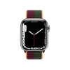 Refurbished Apple Watch Serie 7 | 45mm | Stainless Steel Argent | Bracelet Sport Cerise Fonc&eacute;/Vert For&ecirc;t | GPS | WiFi + 4G
